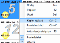 Funkcja "Kopiuj rozkład" zaznaczonego dnia. Kalendarze czasu pracy_kopiuj_rozklad